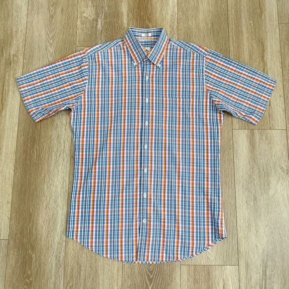 PETER MILLAR Men's Medium Plaid Button Down Short Sleeve Sport Shirt Multicolor - Picture 2 of 8